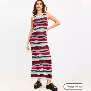 New LOFT Beach Shimmer Wave Maxi Dress